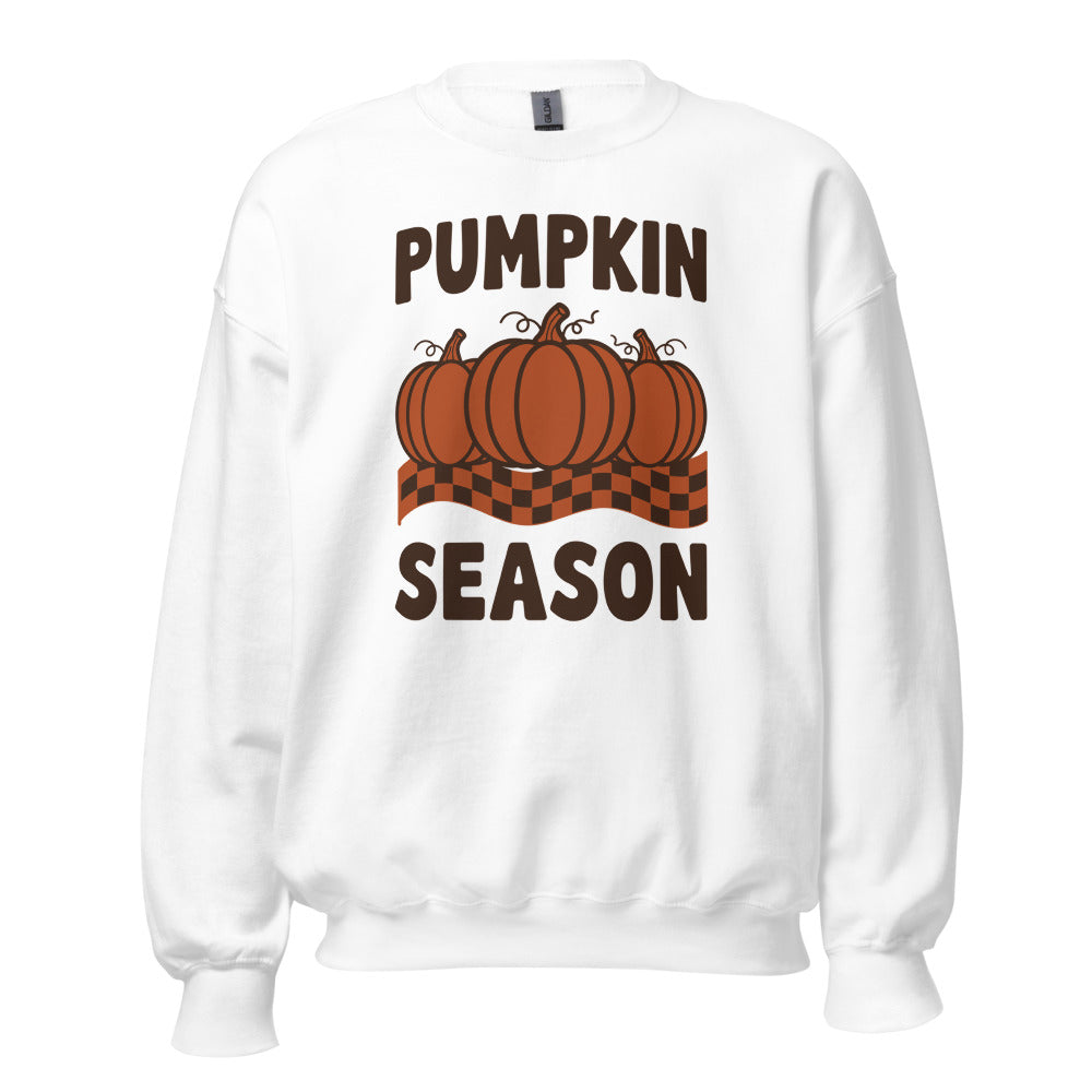 Pumpkin Season retro 70s fall crewneck sweatshirt — White, front
