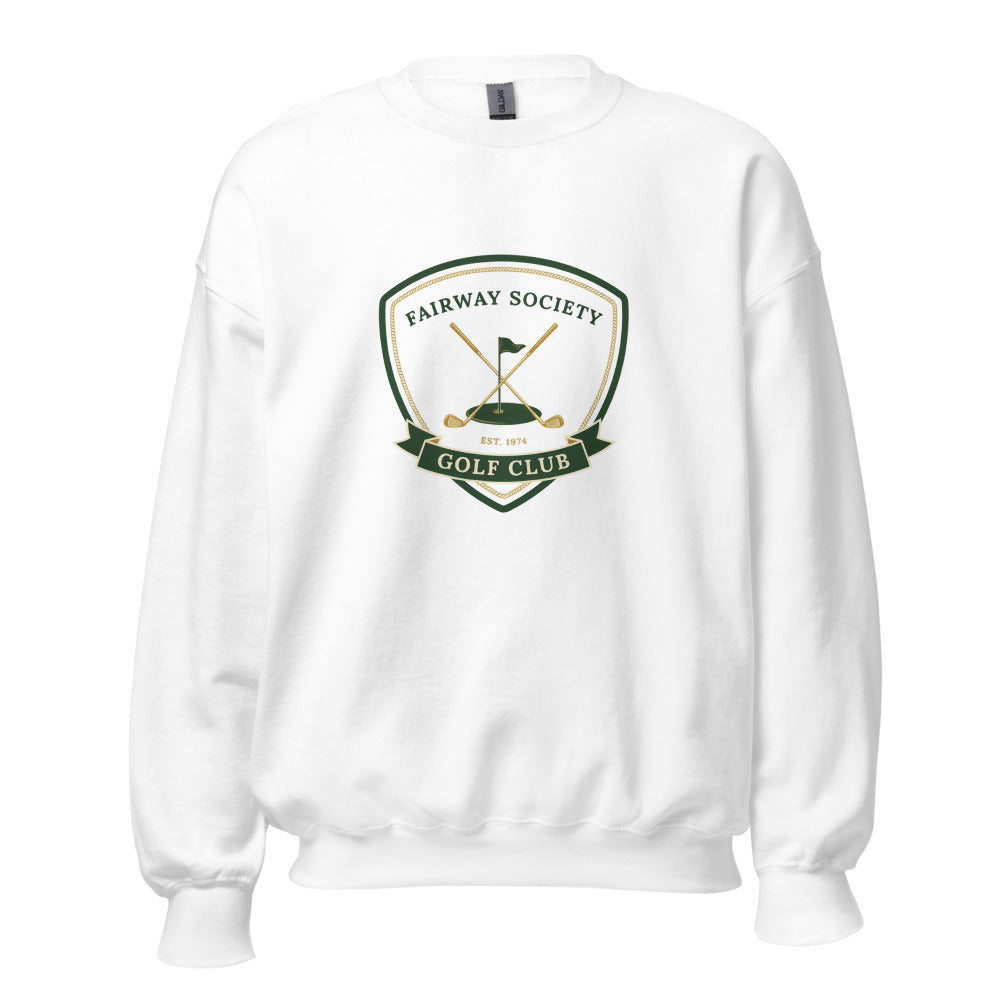 Fairway Society vintage golf club crest crewneck sweatshirt — White, front