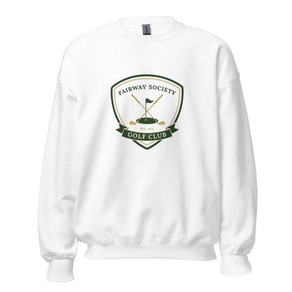 Fairway Society vintage golf club crest crewneck sweatshirt — White, front