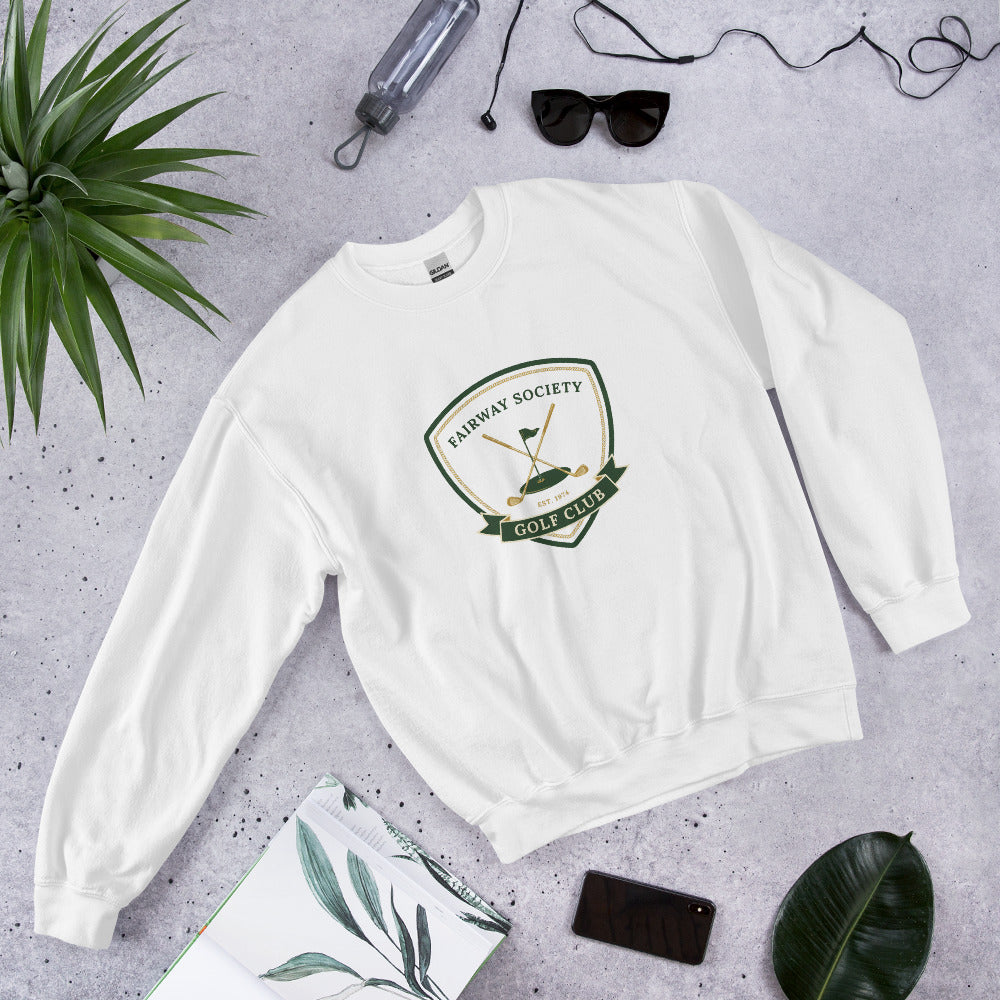 Fairway Society vintage golf club crest crewneck sweatshirt — White, front-right
