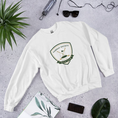 Fairway Society vintage golf club crest crewneck sweatshirt — White, front-right