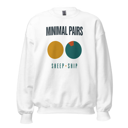 Minimal Pairs speech therapy crewneck sweatshirt — White, front