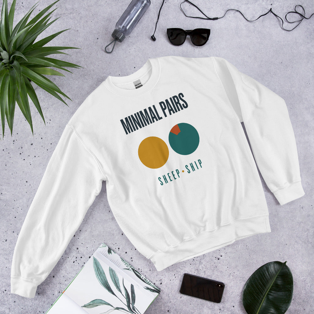 Minimal Pairs speech therapy crewneck sweatshirt — White, front-right