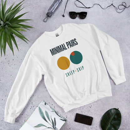 Minimal Pairs speech therapy crewneck sweatshirt — White, front-right