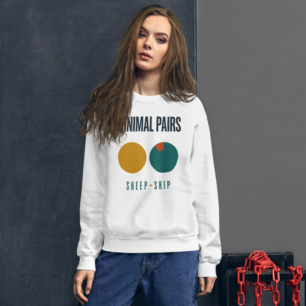 Minimal Pairs speech therapy crewneck sweatshirt — White, on model