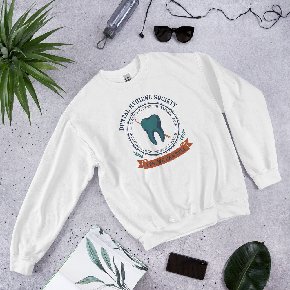 Dental Hygiene Society dental hygienist crewneck sweatshirt — White, front-right