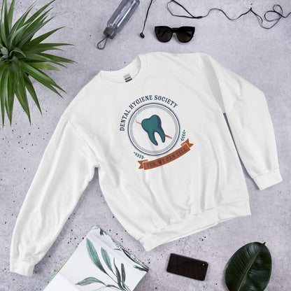 Dental Hygiene Society dental hygienist crewneck sweatshirt — White, front-right