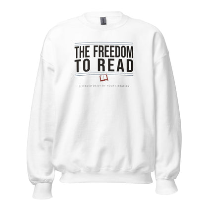 The Freedom to Read school librarian crewneck sweatshirt — White, front