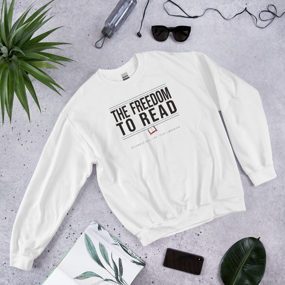 The Freedom to Read school librarian crewneck sweatshirt — White, front-right