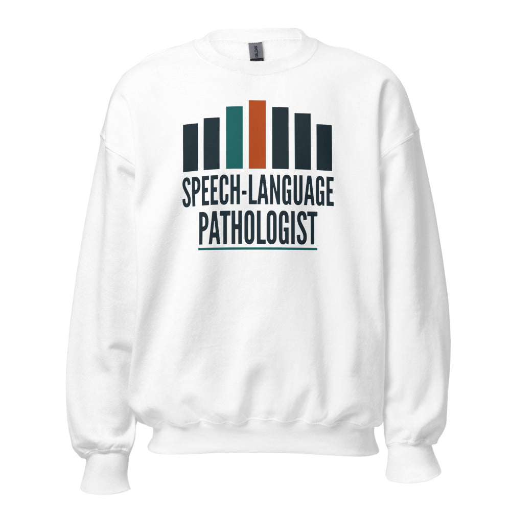 Mid-Century Clinic speech therapy crewneck sweatshirt — White, front