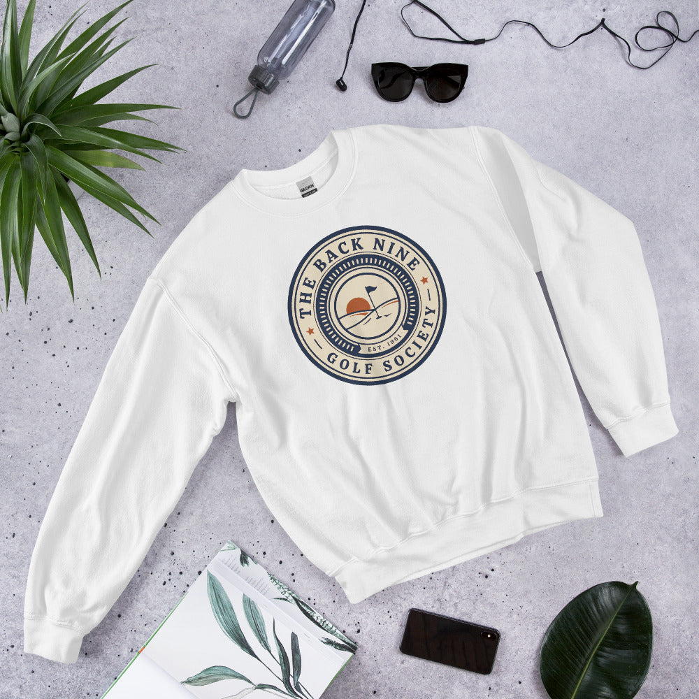 The Back Nine vintage golf roundel crewneck sweatshirt — White, flat lay