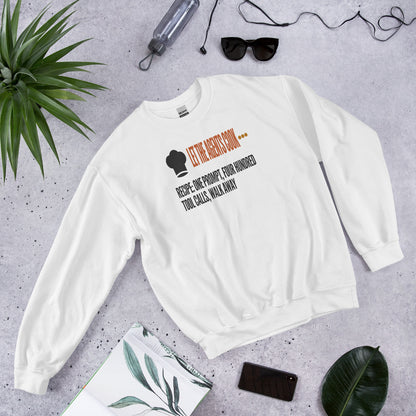 Let The Agents Cook crewneck sweatshirt — White, flat lay