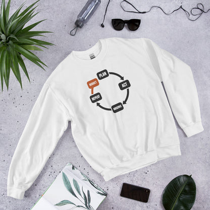 Plan Act Observe Repeat crewneck sweatshirt — White, flat lay