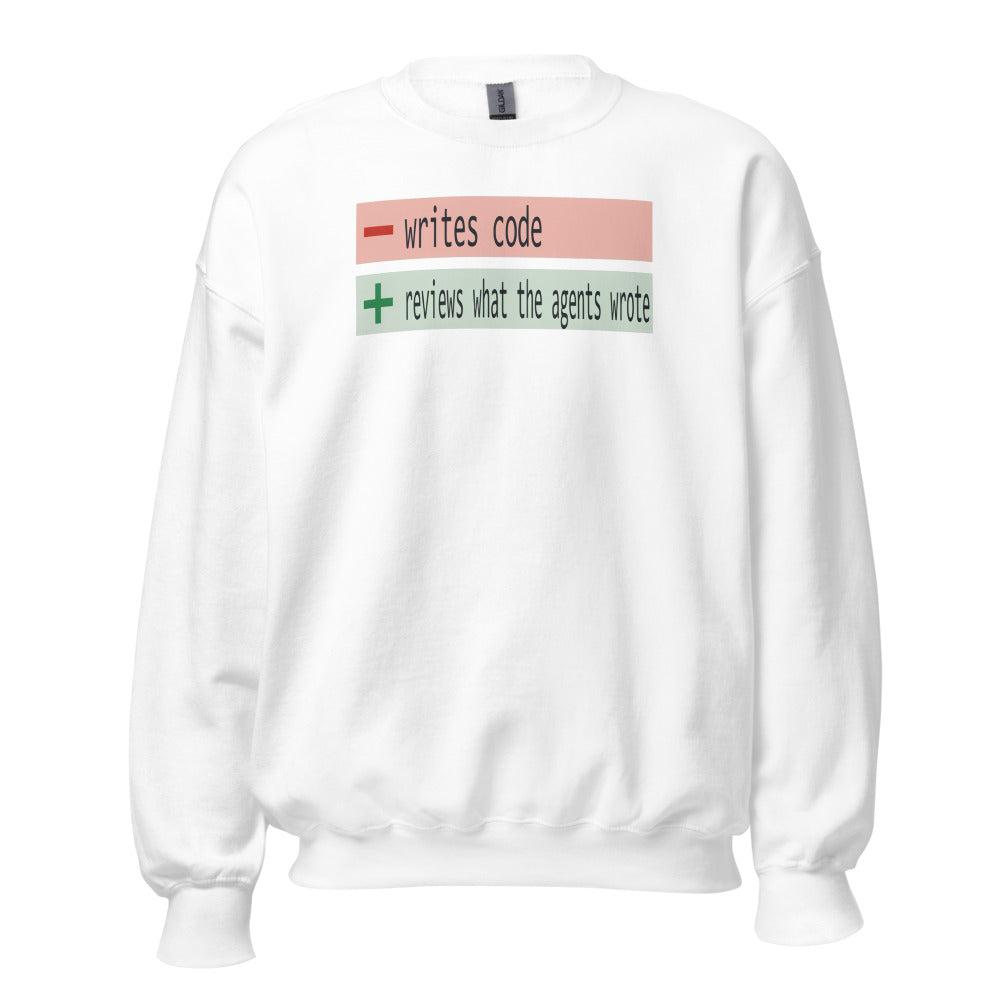 The Diff agentic AI engineer crewneck sweatshirt — White, front