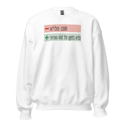 The Diff agentic AI engineer crewneck sweatshirt — White, front