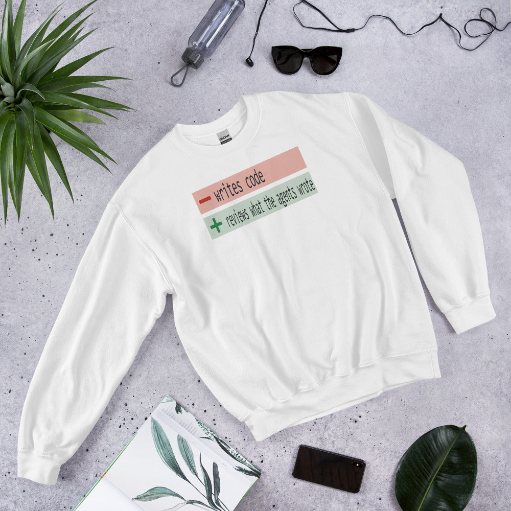 The Diff agentic AI engineer crewneck sweatshirt — White, flat lay