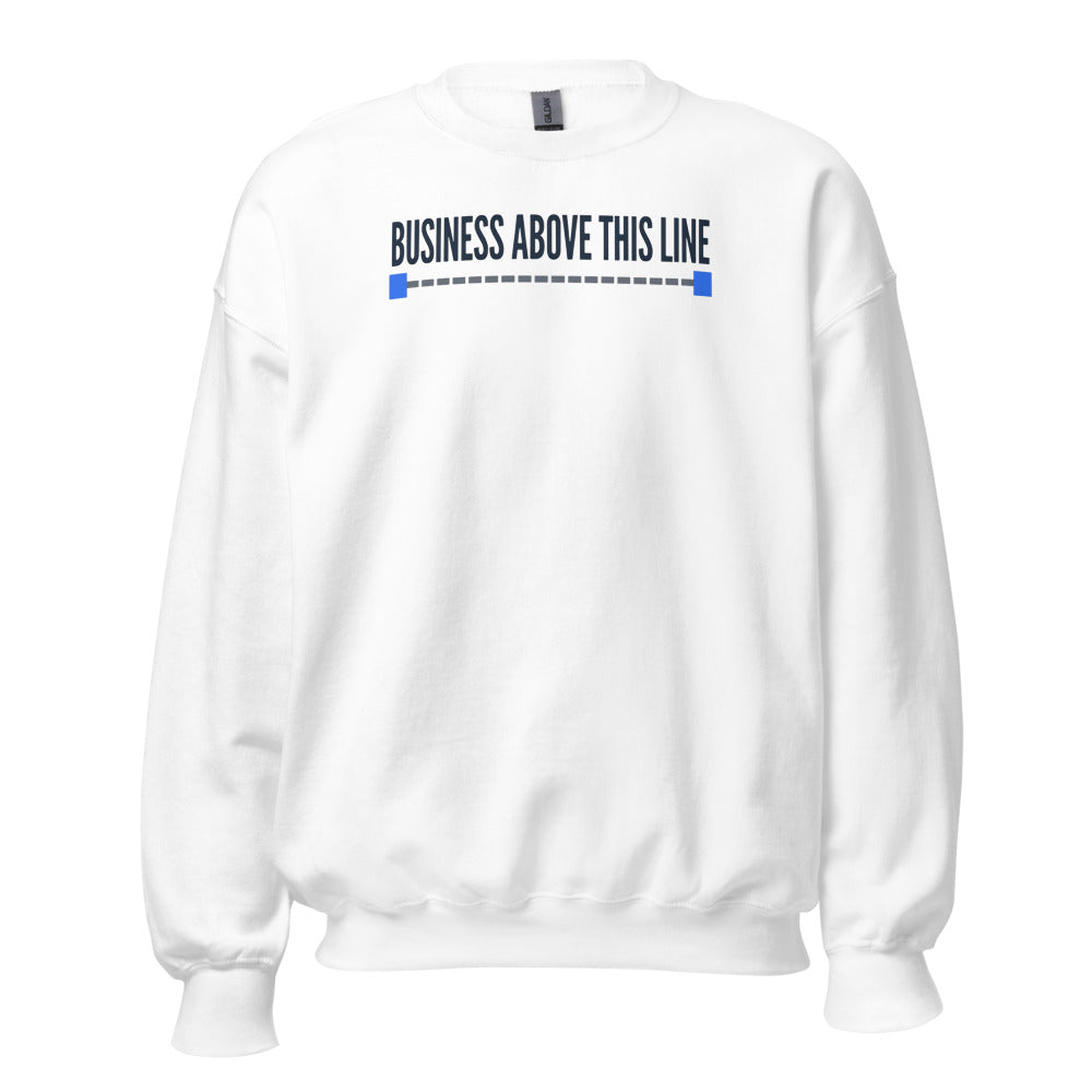 Business Above This Line crewneck sweatshirt — White, front