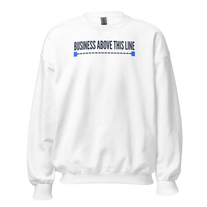 Business Above This Line crewneck sweatshirt — White, front