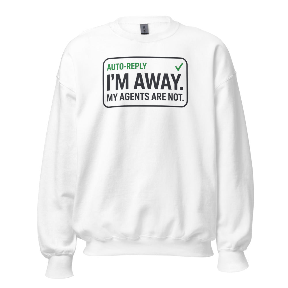 Auto-Reply agentic AI engineer crewneck sweatshirt — White, front