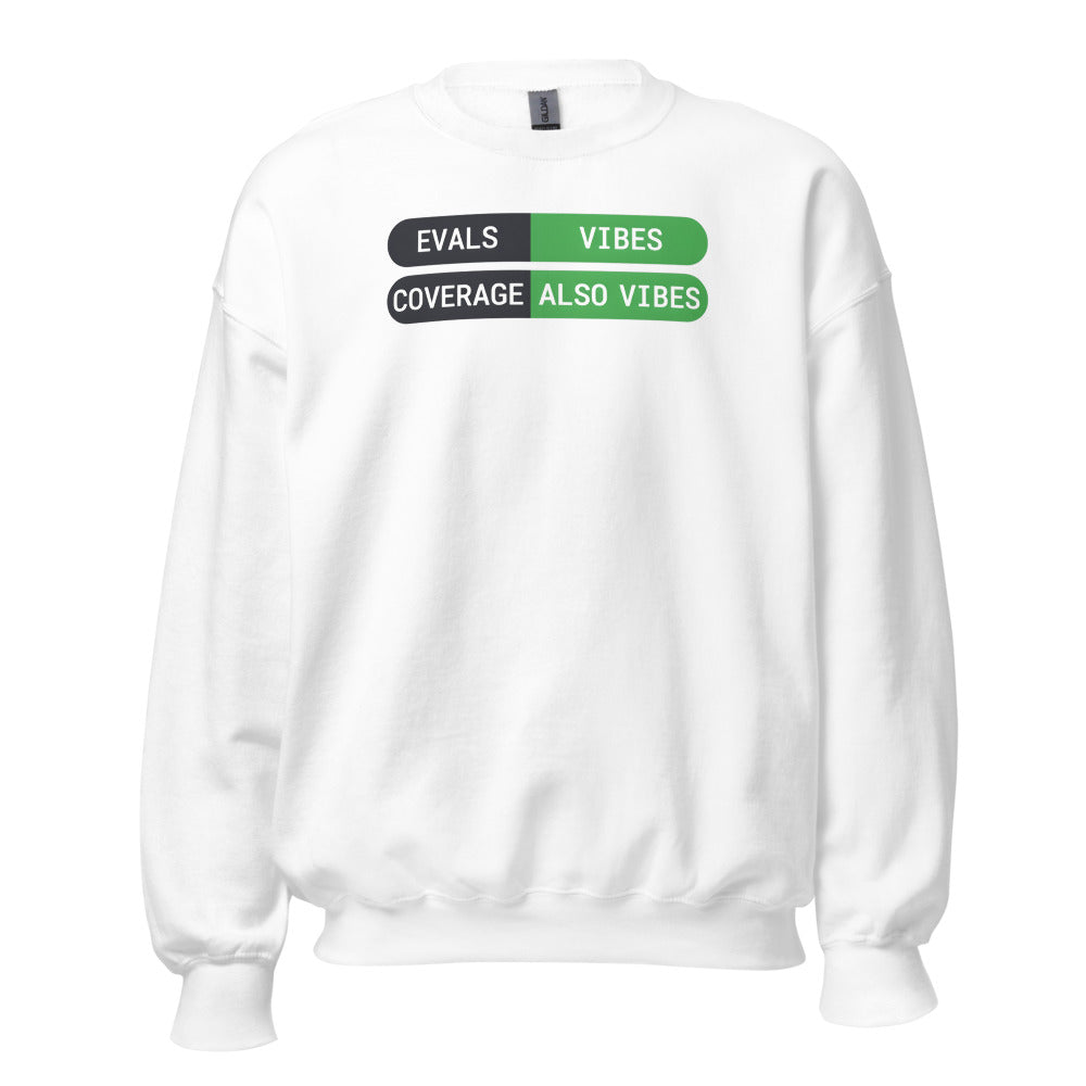 Eval Suite Vibes agentic AI engineer crewneck sweatshirt — White, front