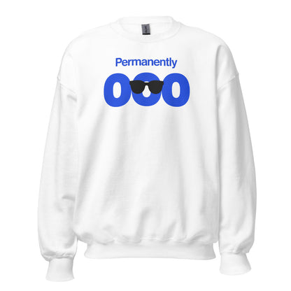Permanently OOO out of office crewneck sweatshirt — White, front