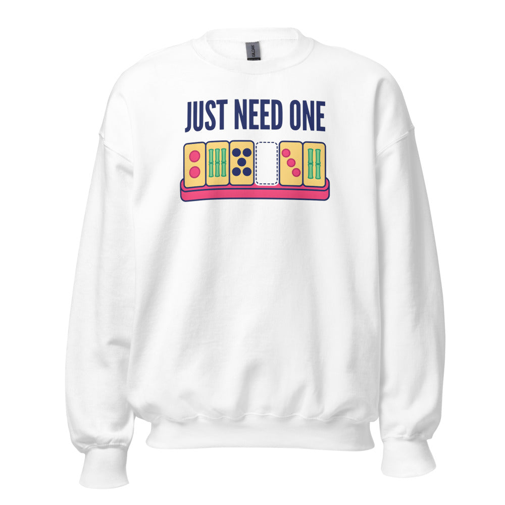 Just Need One funny mahjong crewneck sweatshirt — White, front