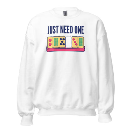 Just Need One funny mahjong crewneck sweatshirt — White, front