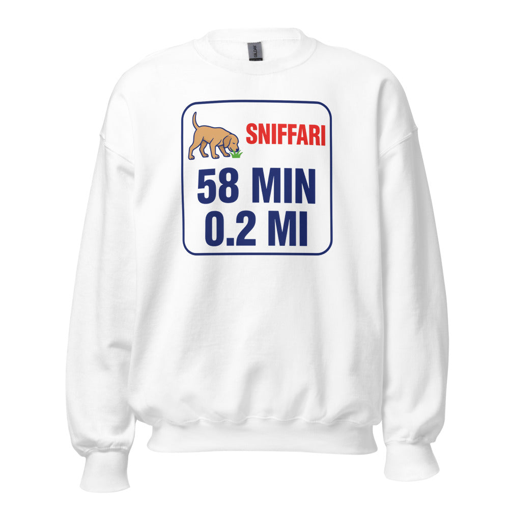 Sniff Walk Recap funny dog dad crewneck sweatshirt — White, front