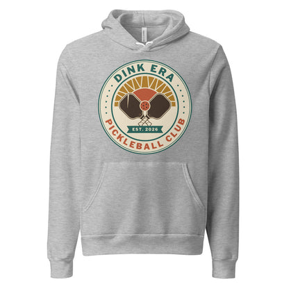 Dink Era Pickleball Club retro hoodie — Athletic Heather, front