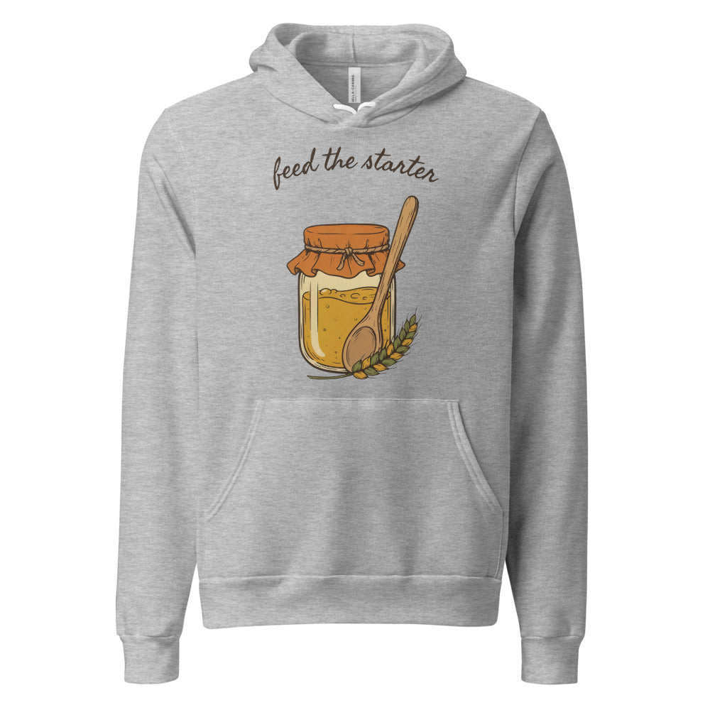 Feed The Starter sourdough baker hoodie — Athletic Heather, front