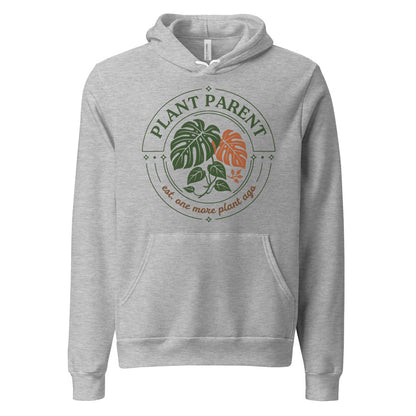 Plant Parent retro botanical badge hoodie — Athletic Heather, front