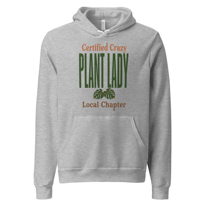 Certified Crazy Plant Lady retro botanical hoodie — Athletic Heather, front