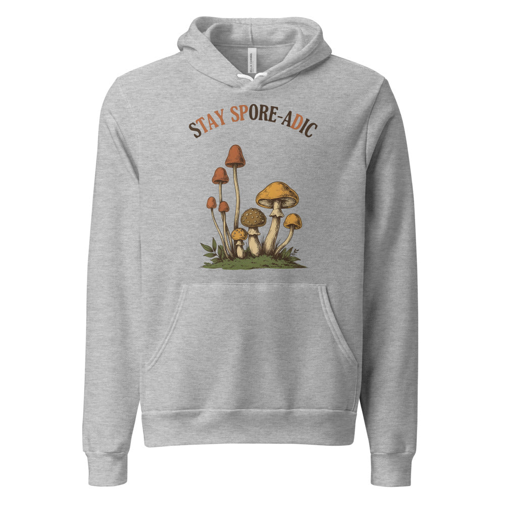 Stay Spore-adic funny vintage mushroom hoodie — Athletic Heather, front