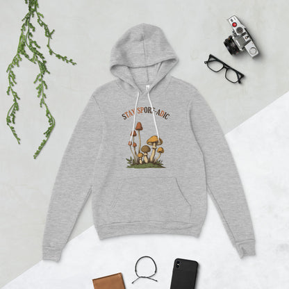 Stay Spore-adic funny vintage mushroom hoodie — Athletic Heather, flat lay