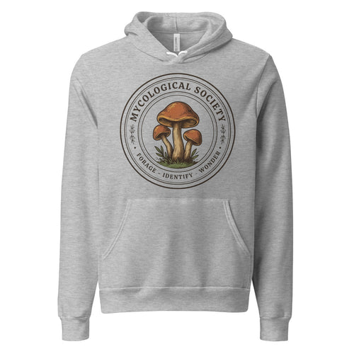 Mushroom Foraging Hoodie, Cottagecore Mycology Hoodie, Vintage Botanical Mushroom — Mycological Society Forager Crest
