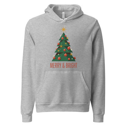 Atomic mid-century retro Christmas tree hoodie — Athletic Heather, front