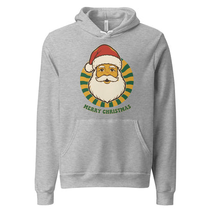 Groovy Santa retro Christmas hoodie — Athletic Heather, front