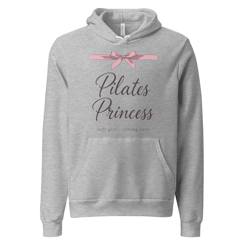 Pilates Princess coquette bow hoodie — Athletic Heather, front