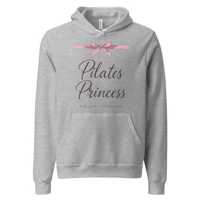 Pilates Princess coquette bow hoodie — Athletic Heather, front
