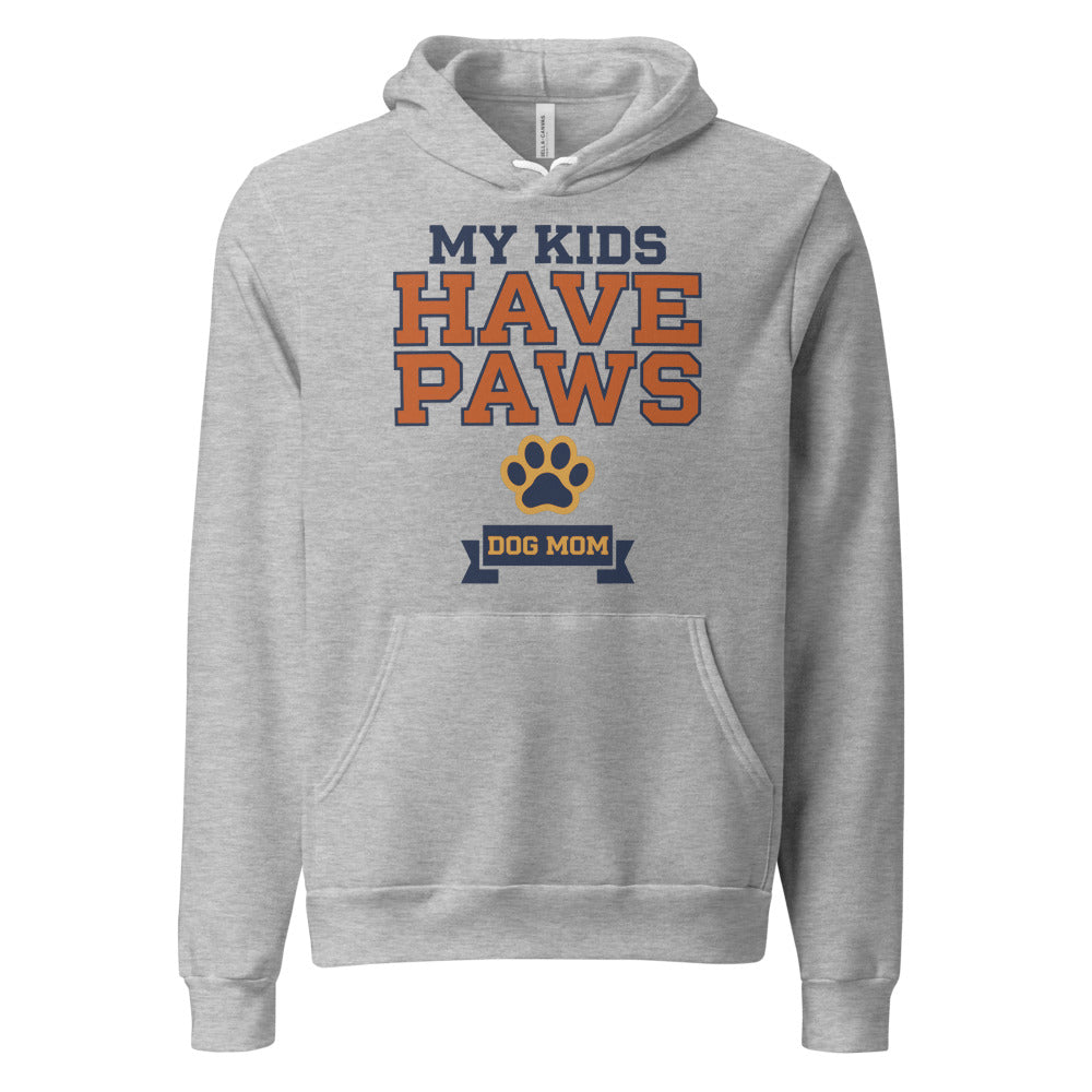 My Kids Have Paws funny dog mom hoodie — Athletic Heather, front