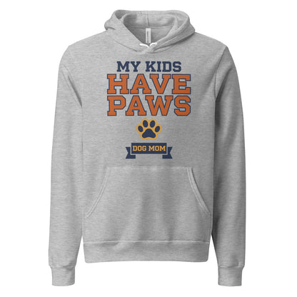 My Kids Have Paws funny dog mom hoodie — Athletic Heather, front