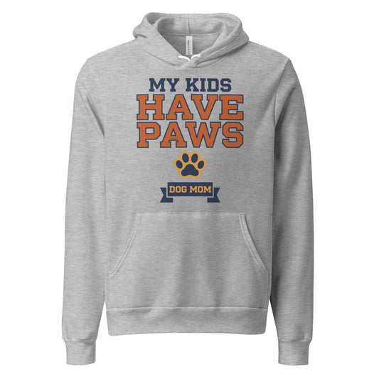 My Kids Have Paws funny dog mom hoodie — Athletic Heather, front