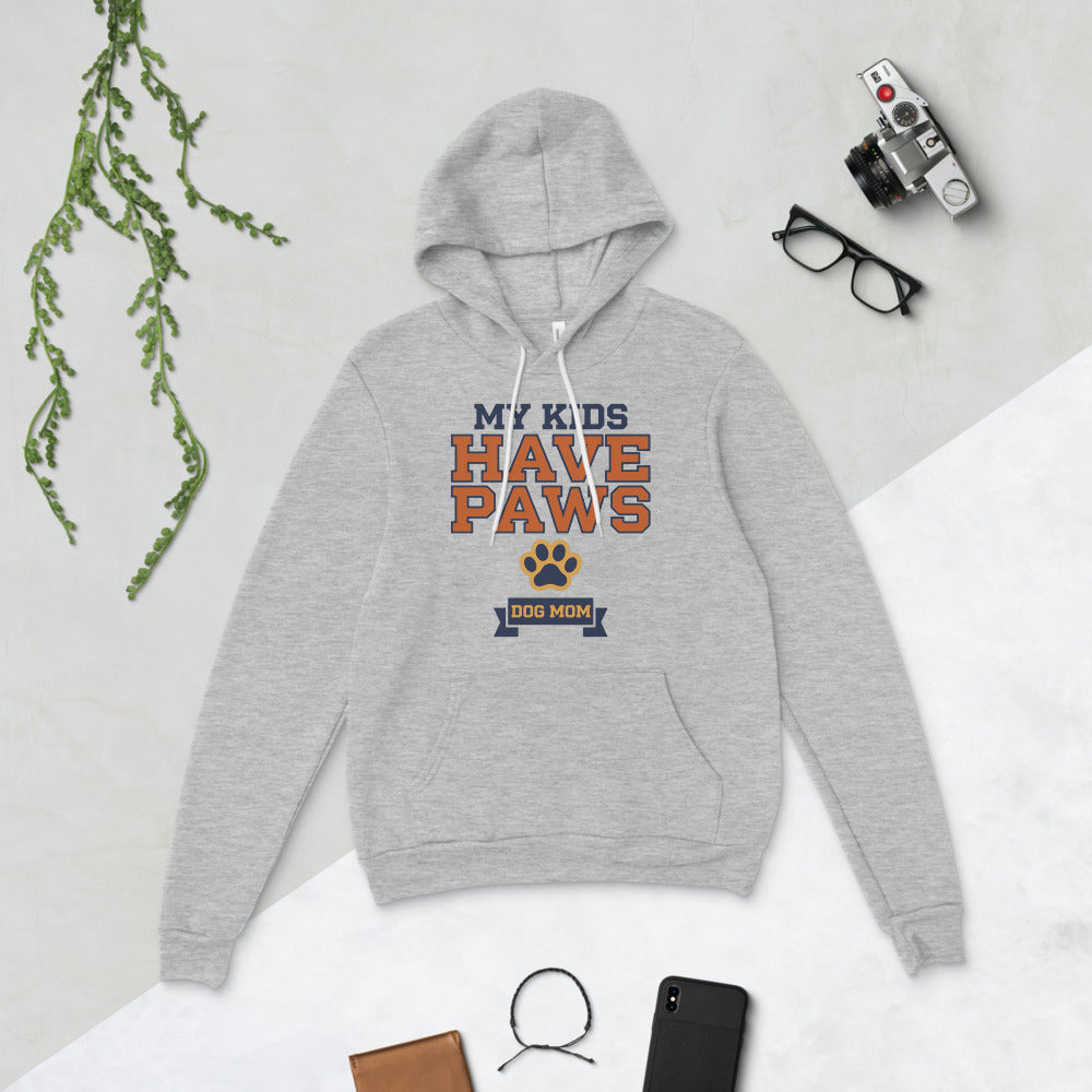 My Kids Have Paws funny dog mom hoodie — Athletic Heather, flat lay