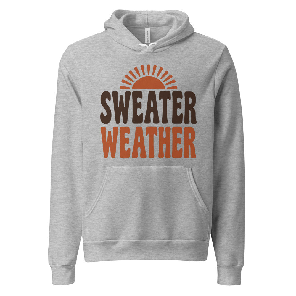 Sweater Weather retro 70s fall hoodie — Athletic Heather, front