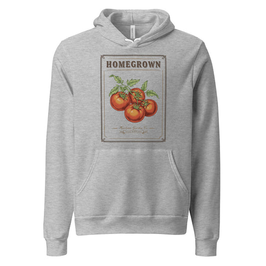 Homegrown Heirloom Seed Packet gardening hoodie — Athletic Heather, front