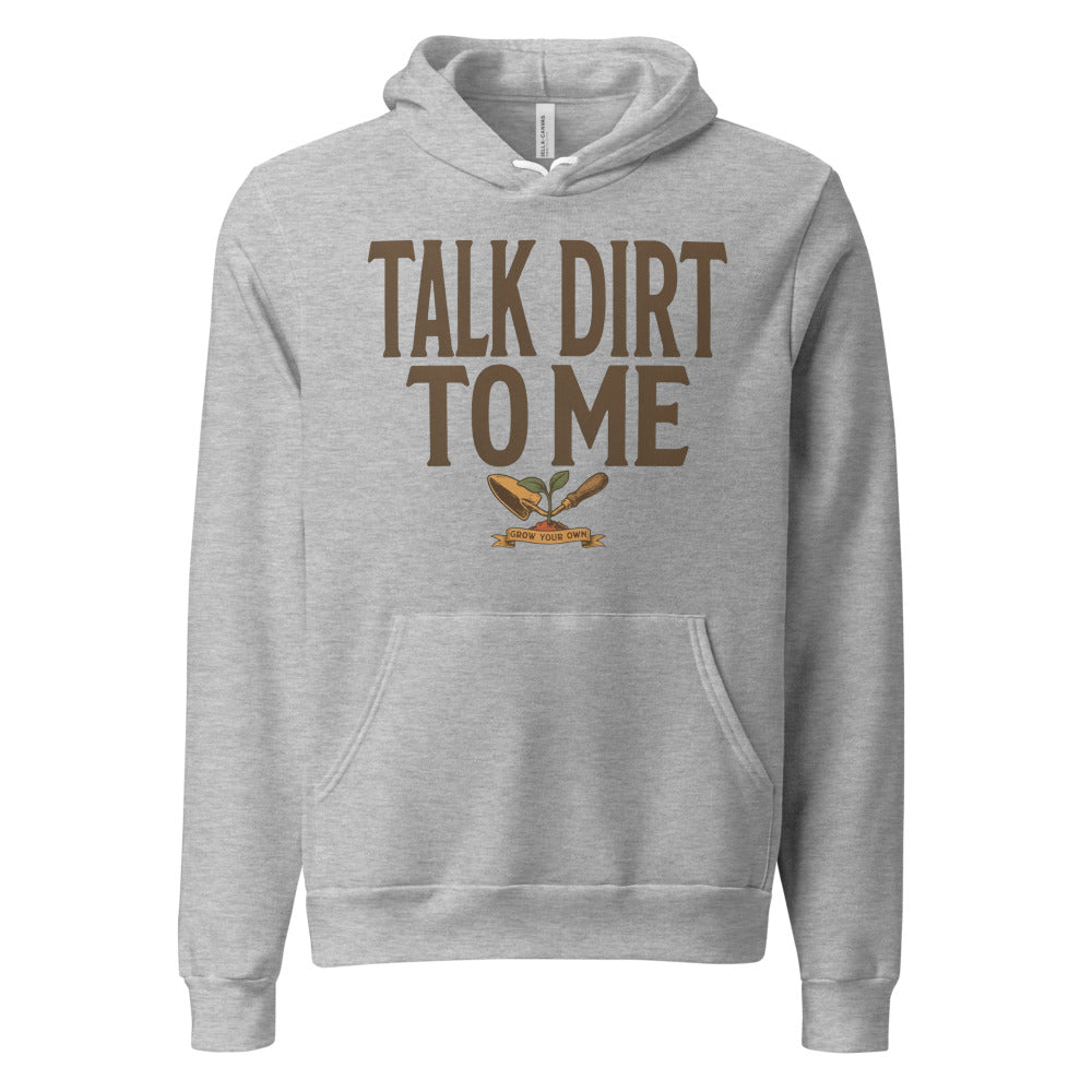 Talk Dirt To Me funny gardening hoodie — Athletic Heather, front