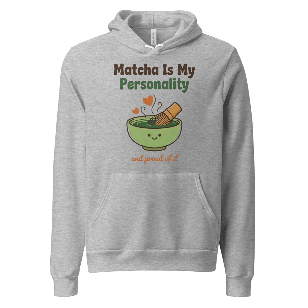 Matcha Is My Personality retro matcha hoodie — Athletic Heather, front