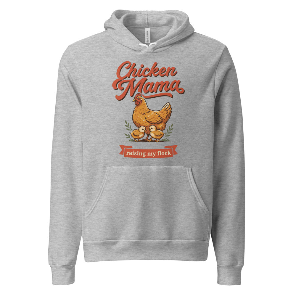 Chicken Mama raising my flock chicken keeper hoodie — Athletic Heather, front
