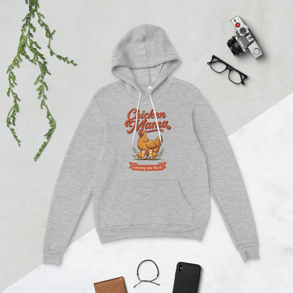 Chicken Mama raising my flock chicken keeper hoodie — Athletic Heather, flat lay