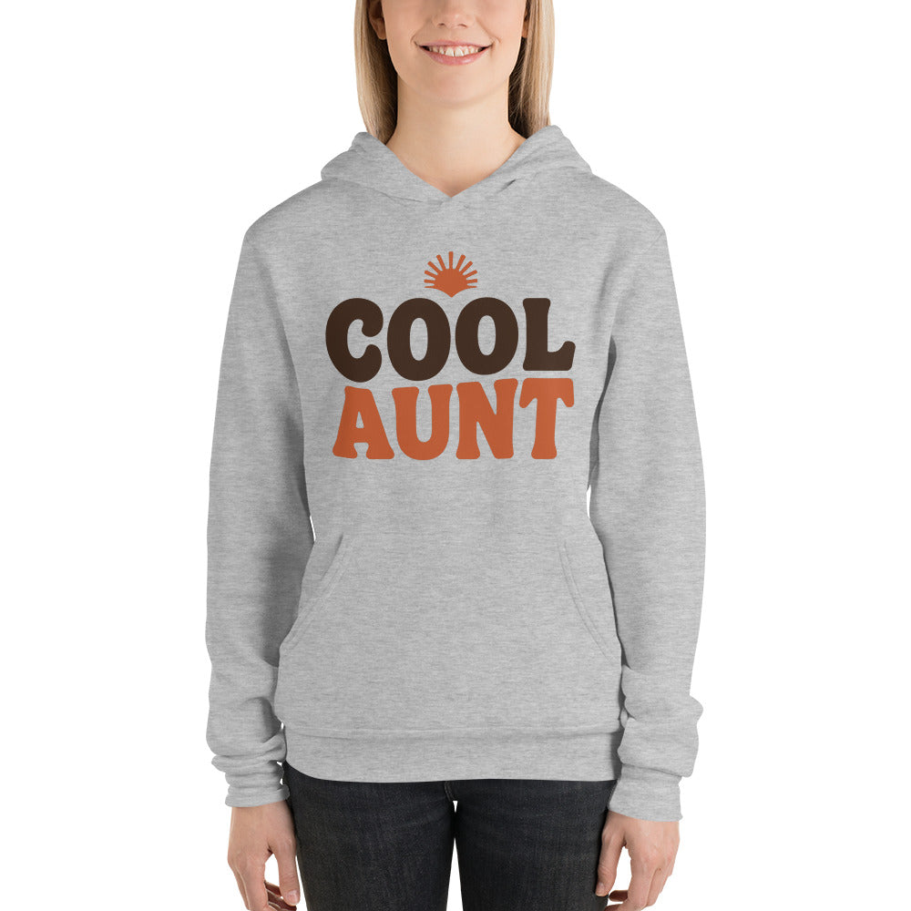 Cool Aunt retro groovy aunt hoodie — Athletic Heather, on model